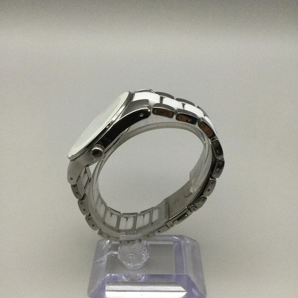 Anne Klein Diamond Women Watch 38mm Silver White Bracelet AK/1487 New Battery 7